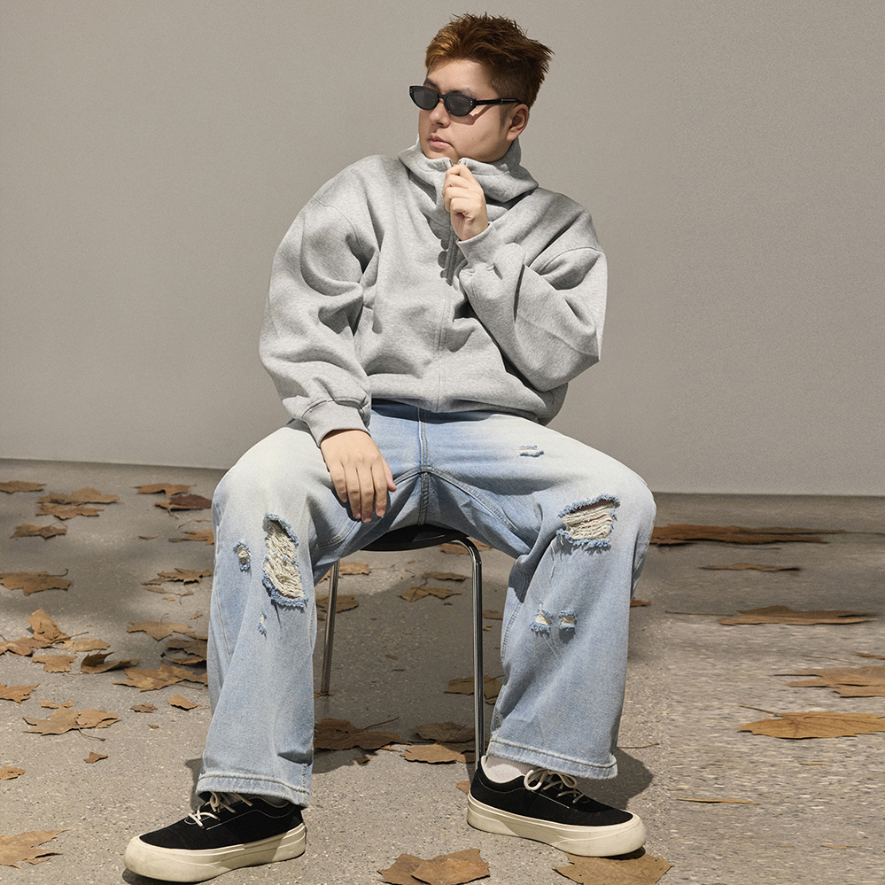 DALANGMAX陈达浪大码男装冬季新款潮流百搭宽松奥利绒连帽卫衣潮