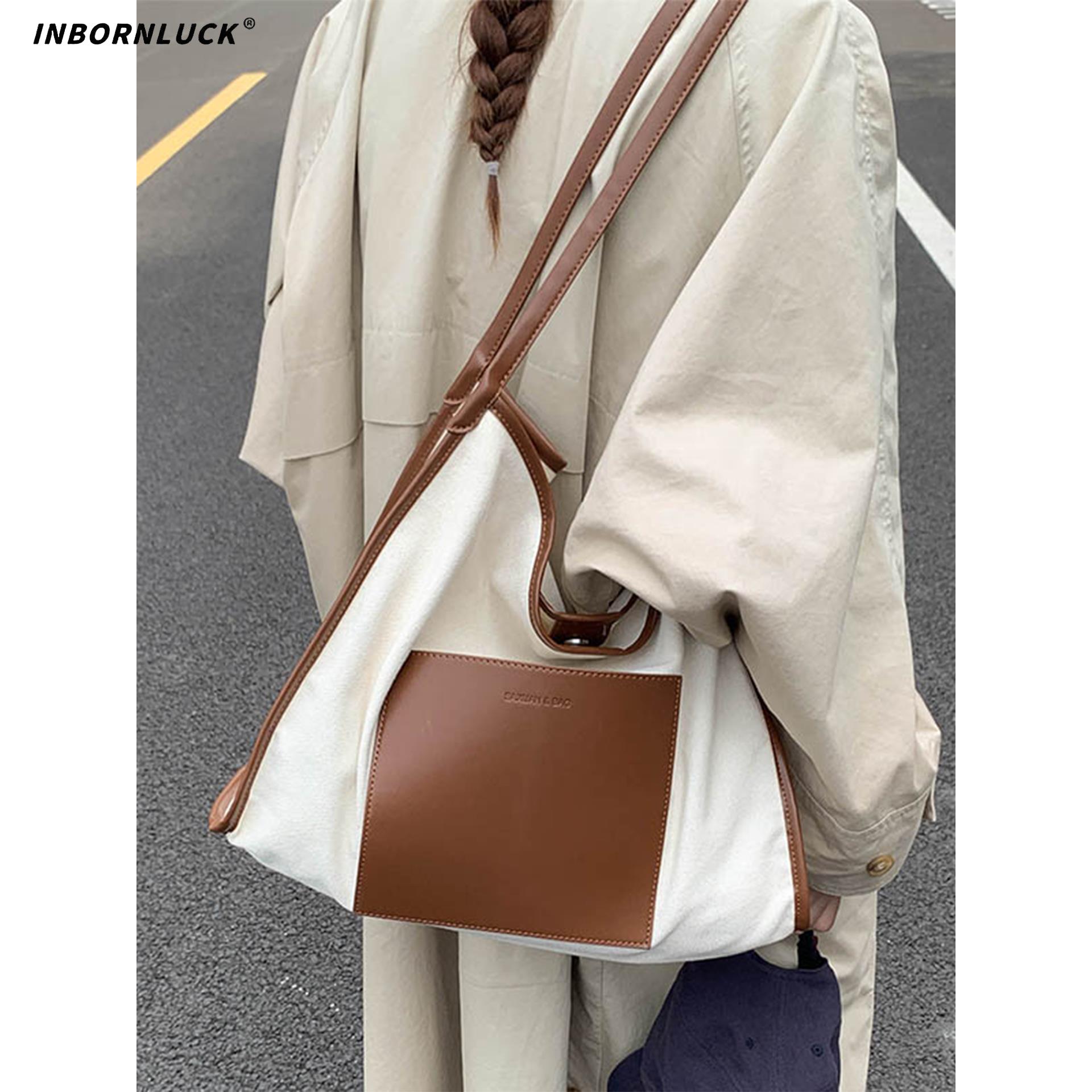 帆布包女大容量2025新款秋冬百搭休闲单肩包质感大学生上课托特包