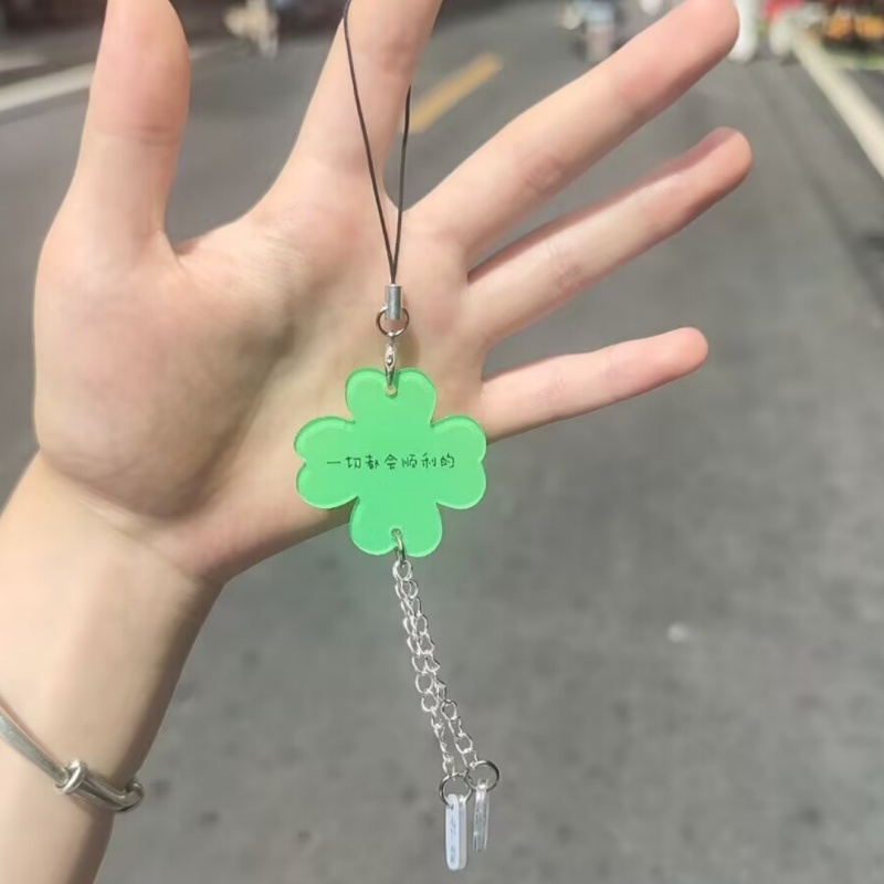 一切都会顺利的四叶草幸运降临亚克力钥匙扣挂件好运创意挂饰礼物