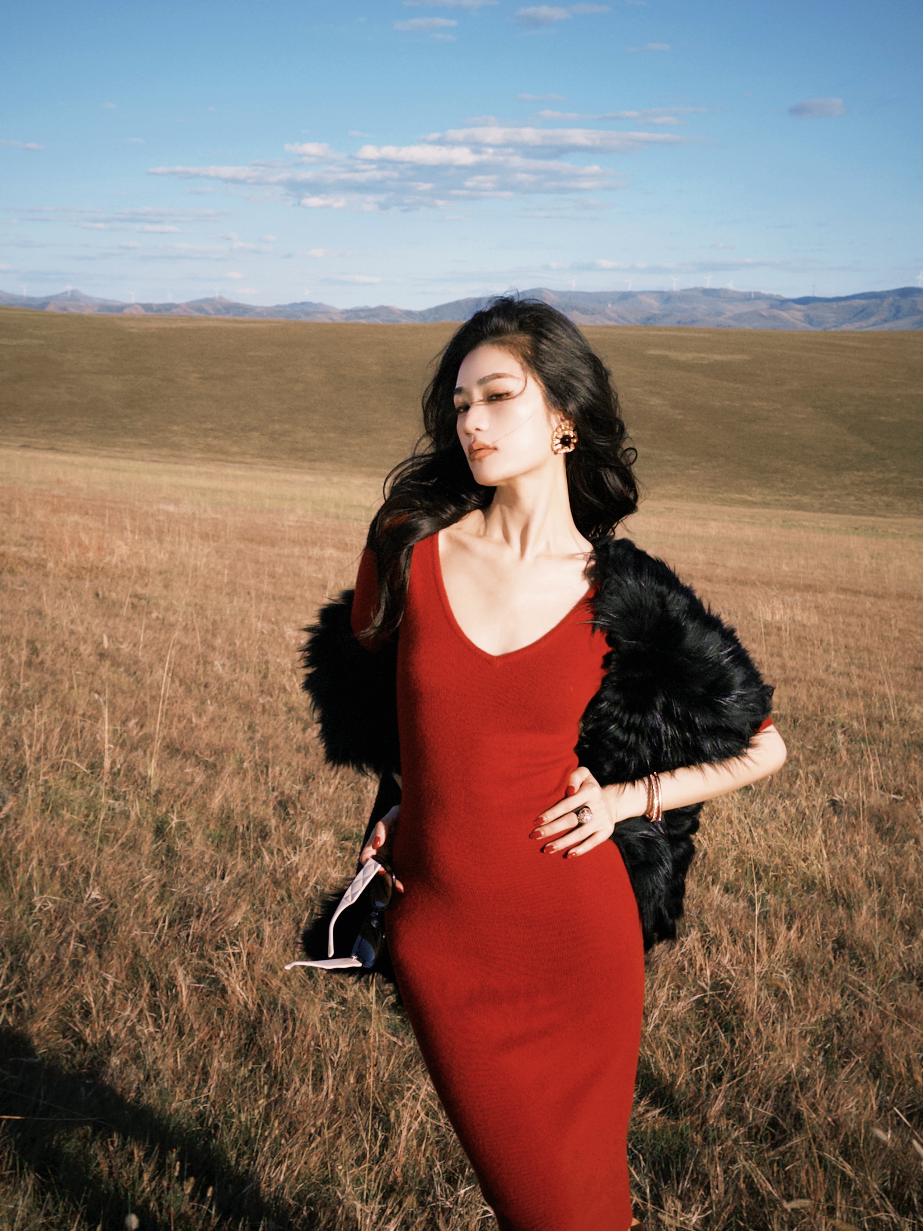 原创气质复古针织显瘦包臀长裙设计康赛妮山羊绒中袖秋冬连衣裙