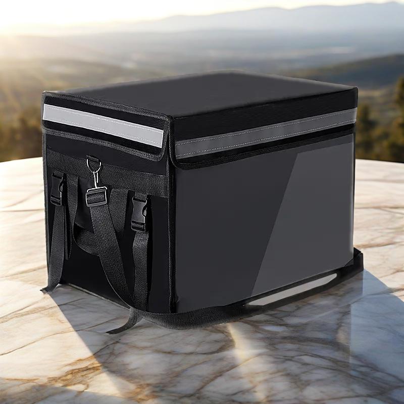 外卖保温箱送餐箱美团众包骑手外卖箱小型放前面跑腿商用摆摊黑箱