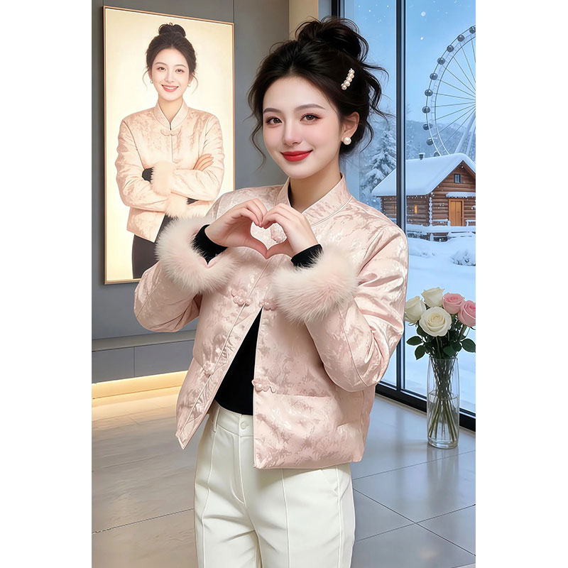 【国色天香】新中式国风棉服2025冬季新款提花高级感棉衣外套