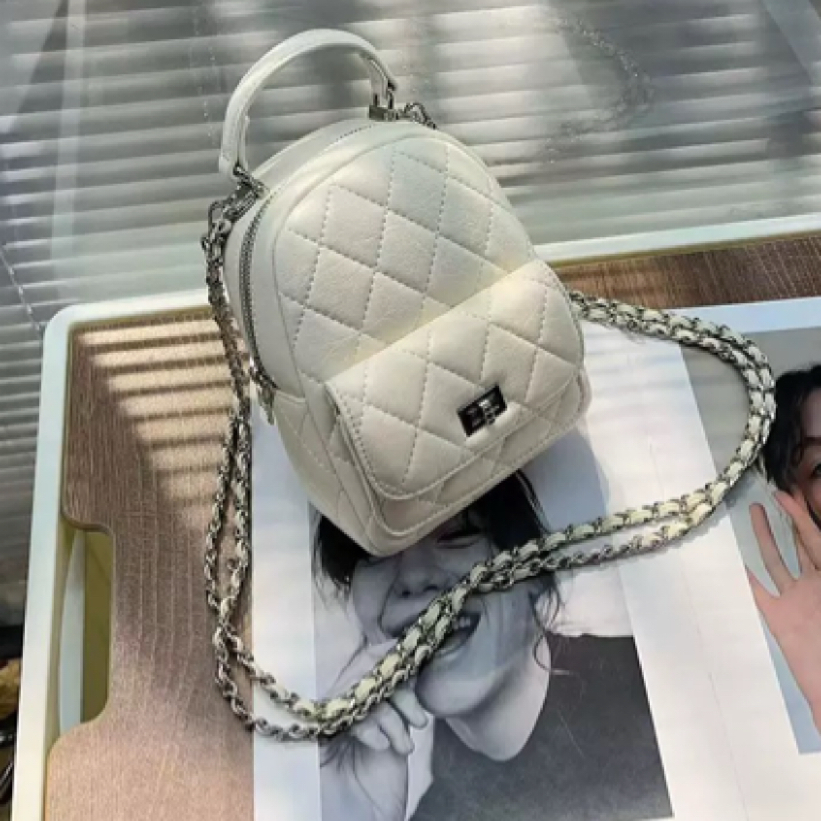 25年新款大号小香风双肩包高级精致链条包韩系风百搭女包1628
