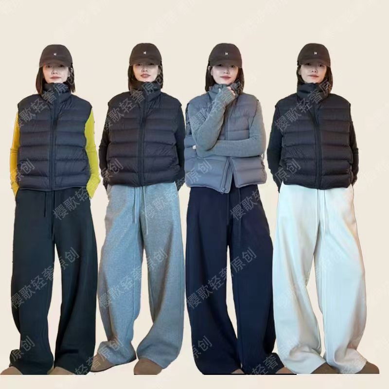 现货48小时内发冬款加绒韩版宽松显瘦慵懒时尚百搭简约云朵长裤JJ