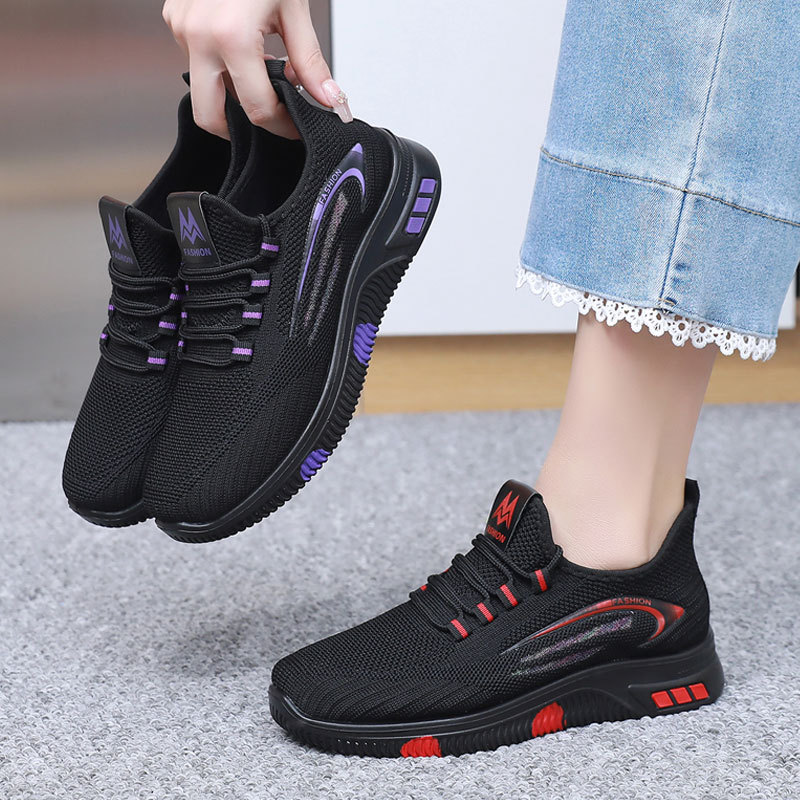 新款老北京飞织运动健步鞋女软底防滑厨房工作鞋妈妈鞋轻便休闲鞋