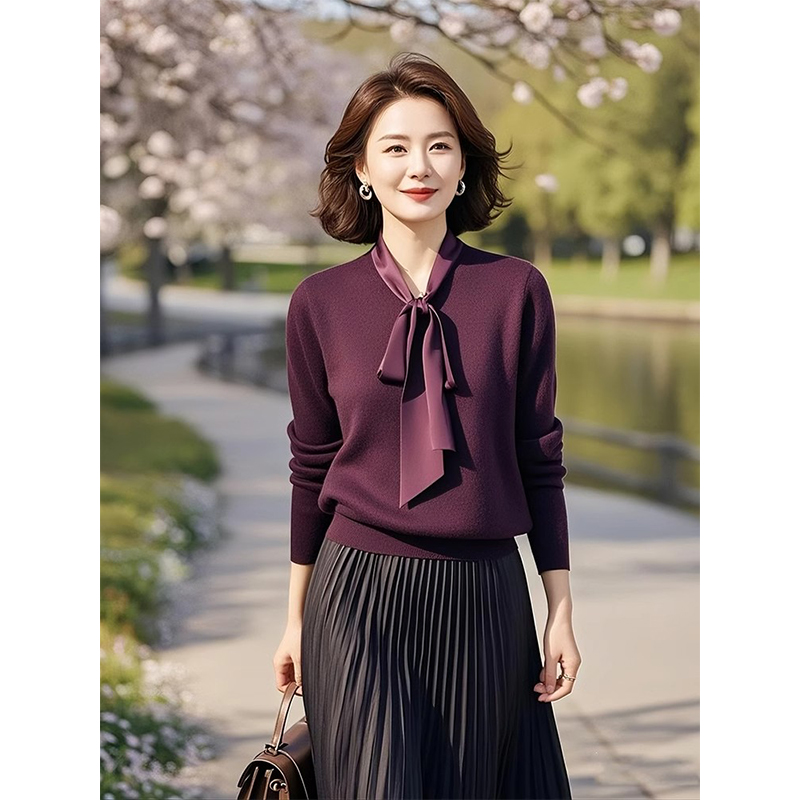 今年流行的爆款小众独特别致紫色针织衫设计感上衣2025年秋季女装