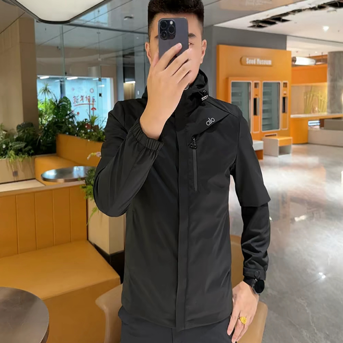 休闲夹克冲锋衣不对称商务休闲字母户外连帽立领透气808