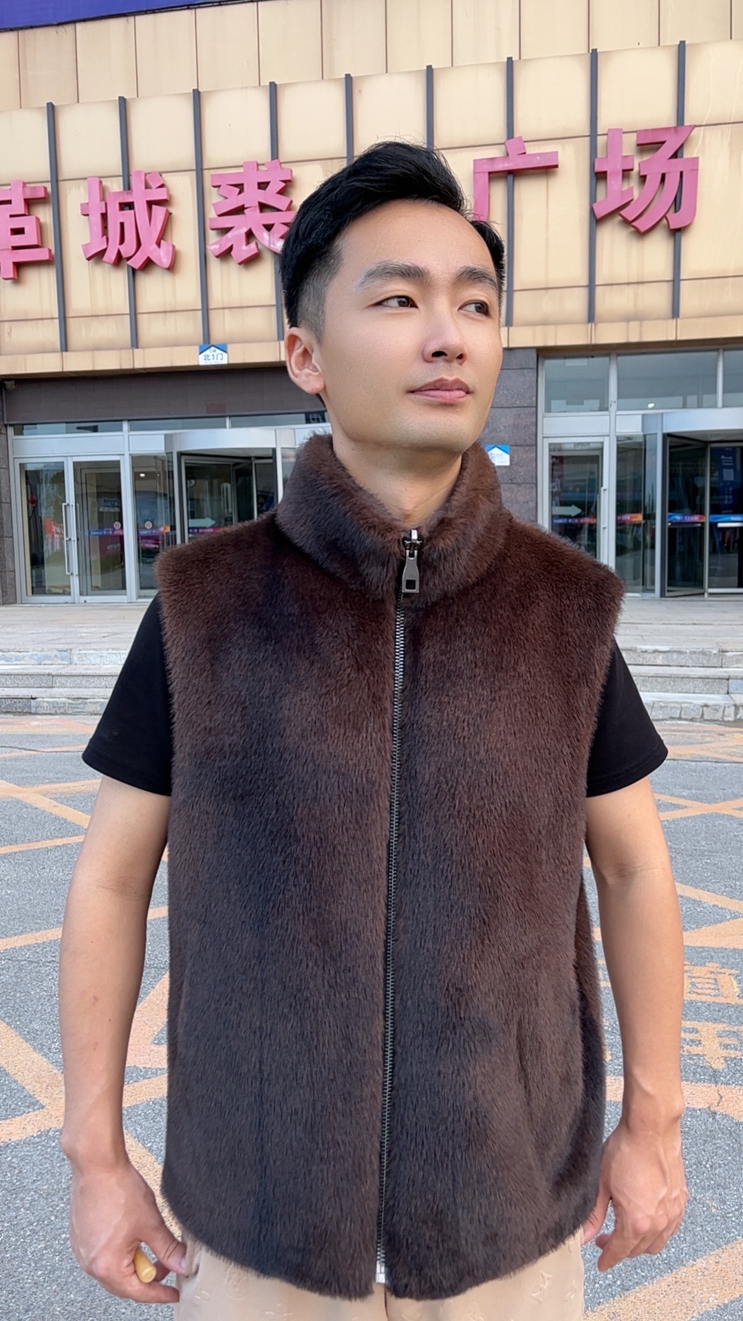 【皮革城正品】双面穿马甲秋冬拉链原色连帽马甲夹克外套DW16
