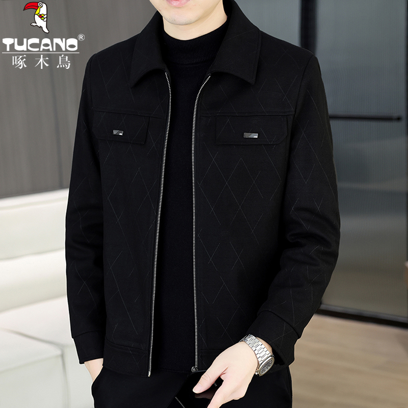 TUCANO/啄木鳥春秋新款休闲商务翻领行政拉链高级感夹克休闲外套