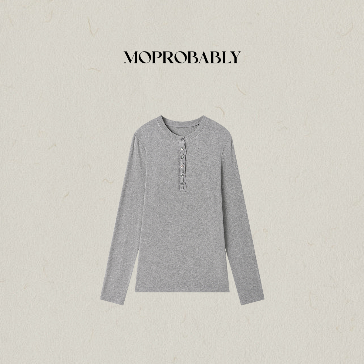 Moprobably李予诺「动态」简约高级百搭亨利领打底长袖T恤L5347088