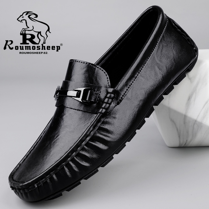 豆豆鞋男2025新款软面男士休闲真皮男鞋潮流透气一脚蹬商务驾车鞋