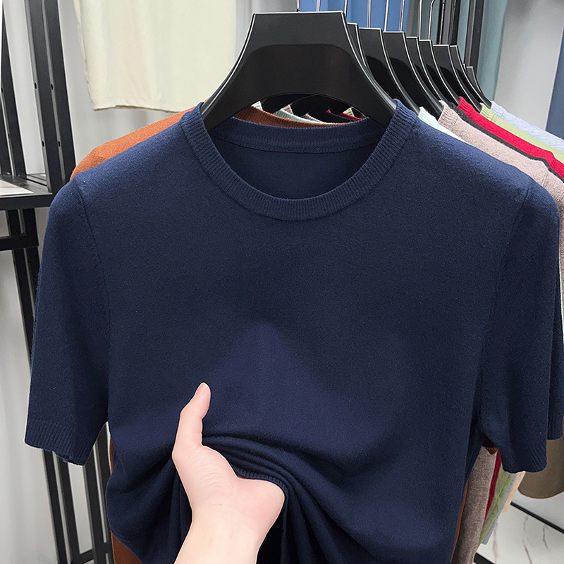 【圆领短袖】春秋男士精仿羊毛顶奢时尚百搭时尚T恤衫休闲针织