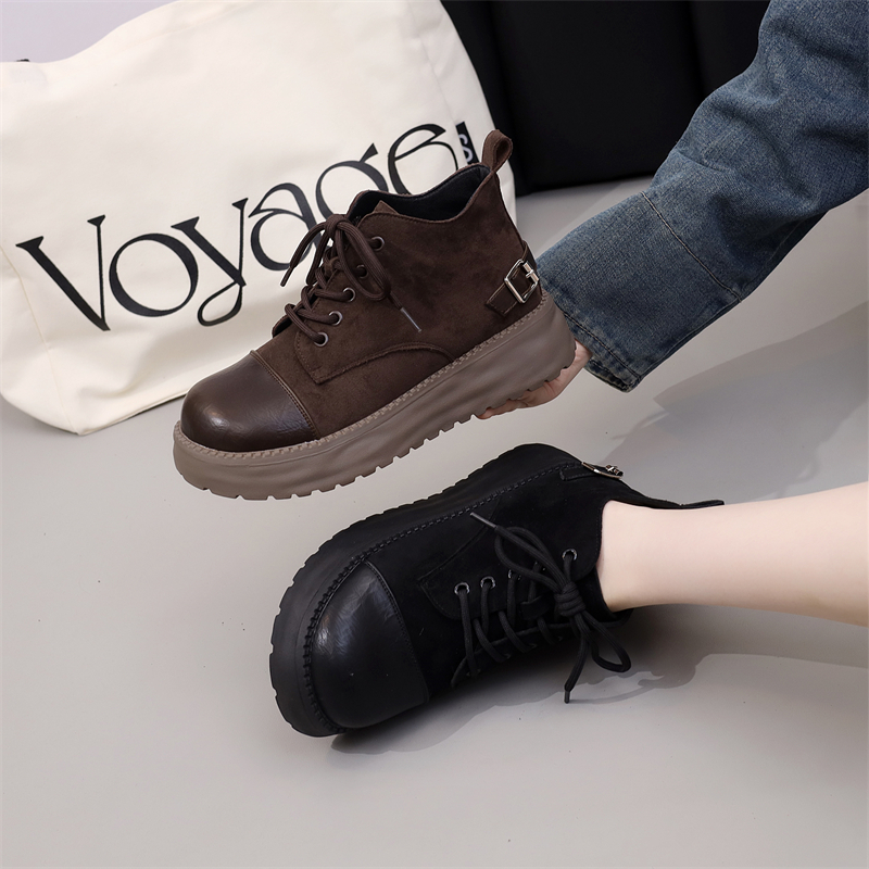 厚底马丁靴女2025新款秋冬季时尚百搭加绒爆款增高显瘦女靴短靴子