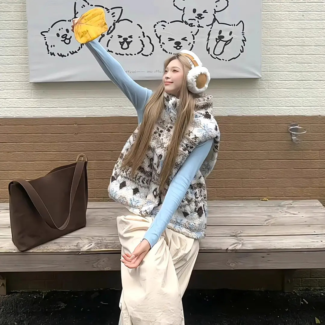 秋冬搭配一整套韩系慵懒风保暖毛绒马甲外套打底衫休闲裤三件套女