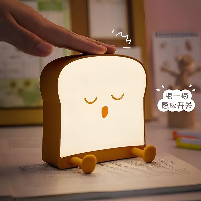 可爱吐司小夜灯宿舍学生卧室床头睡眠伴睡可充电夜灯床头灯