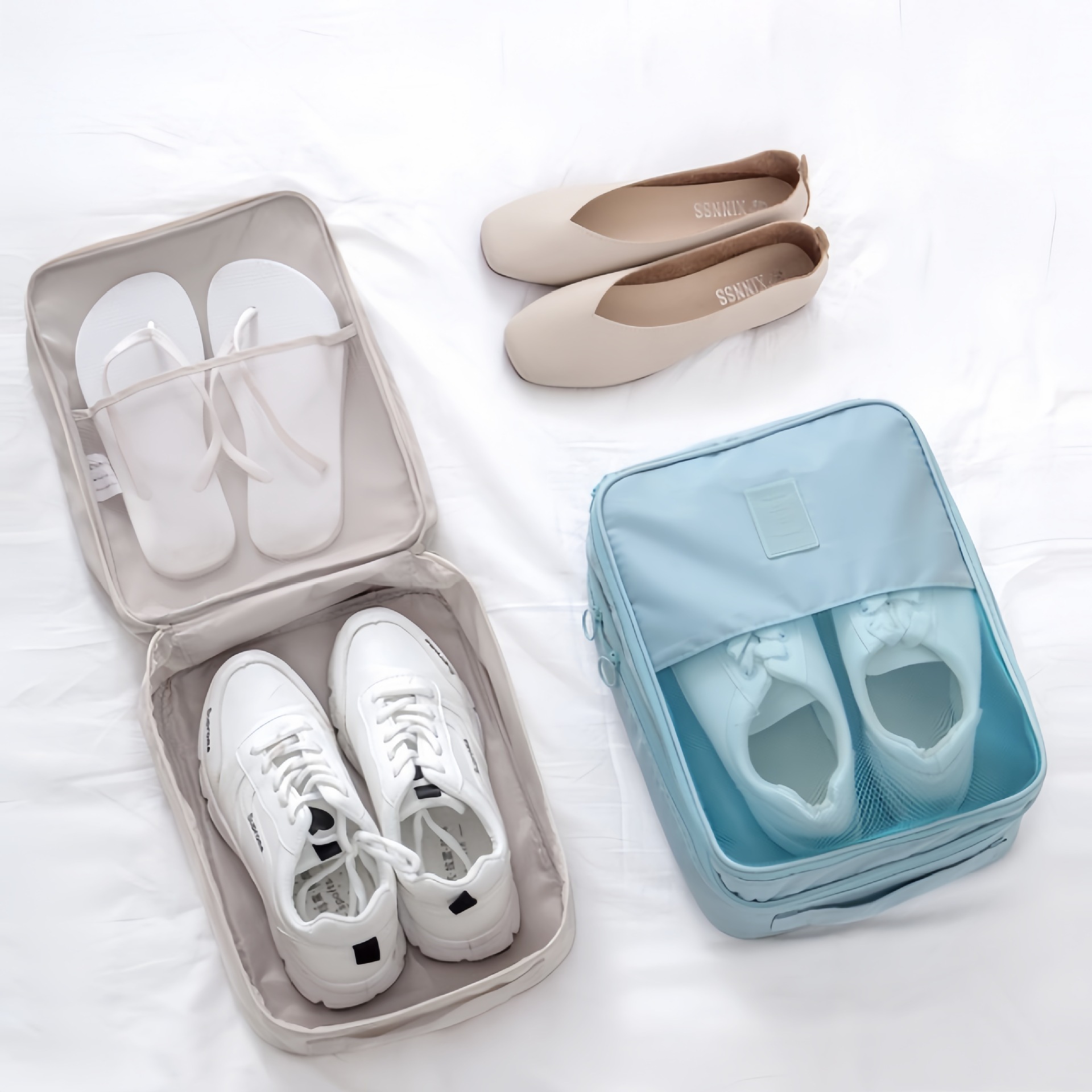 防水鞋子收纳盒牛津布收纳鞋袋斜纹二代双层三位旅行鞋包升级