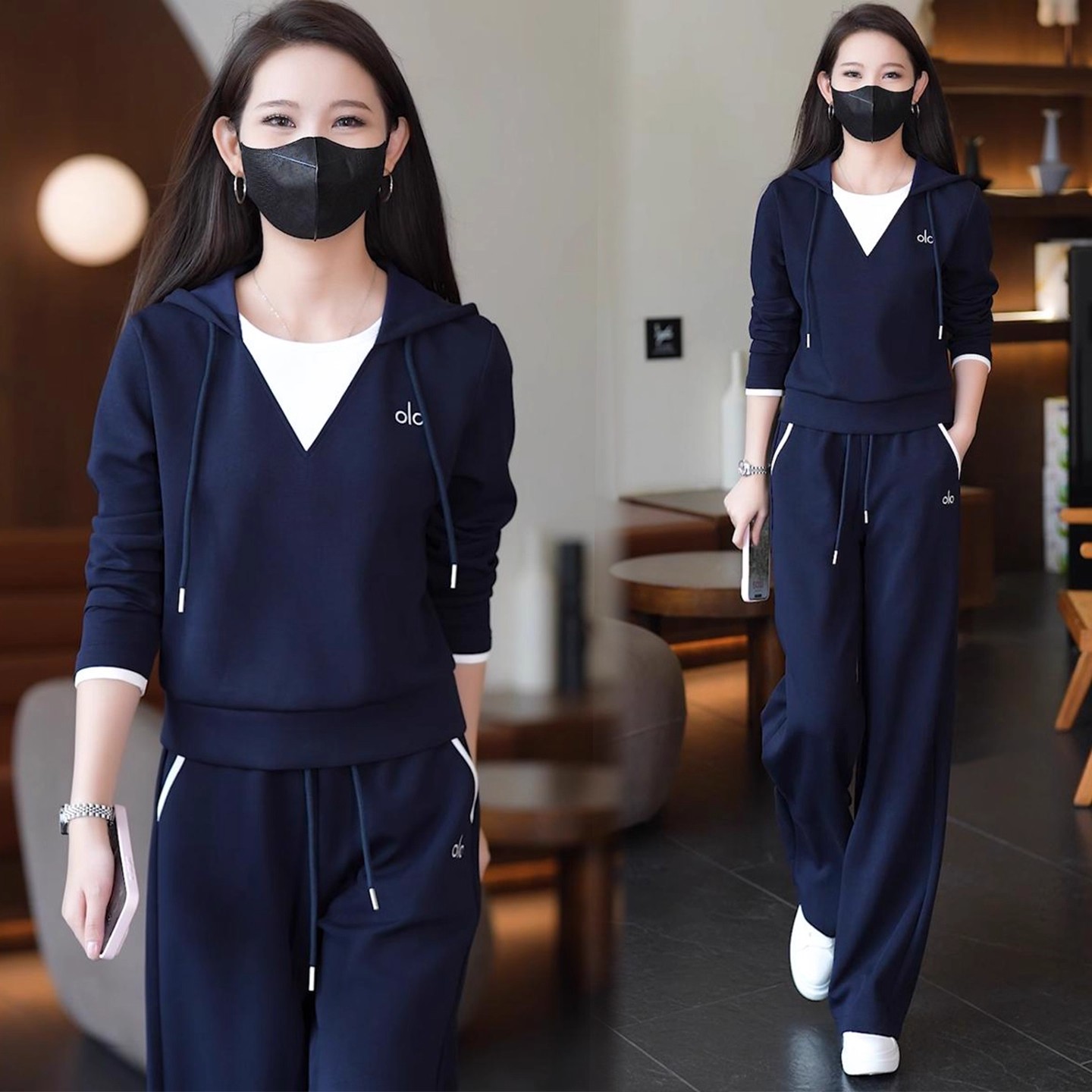 爆款休闲套装女2025秋季新款洋气宽松上衣连帽气质减龄两件套长袖