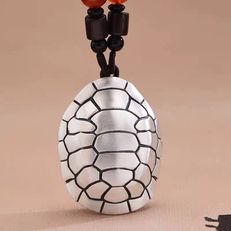 足银银制品 足银999富甲天下手把件茶宠摆件乌龟壳富甲一方