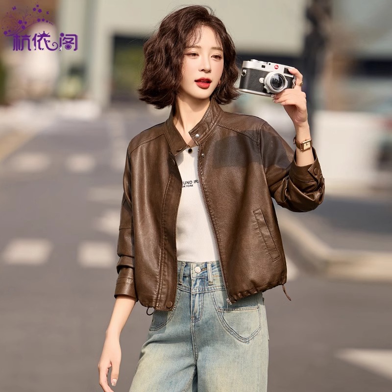 小皮衣外套女短款2025新款春秋酷飒气质洋气休闲复古PU皮夹克上衣