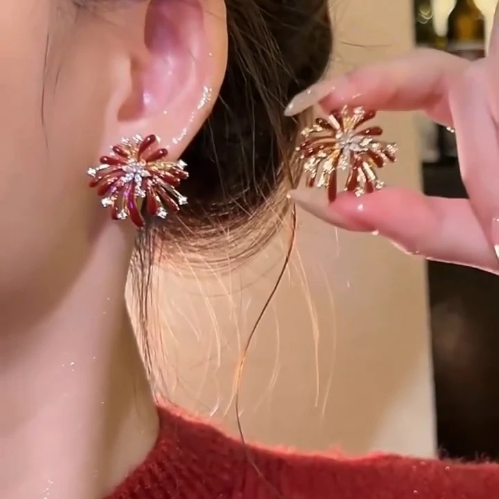 璀璨烟火~耳钉女轻奢闪钻耳环2026新款爆款高级感新年耳饰小众