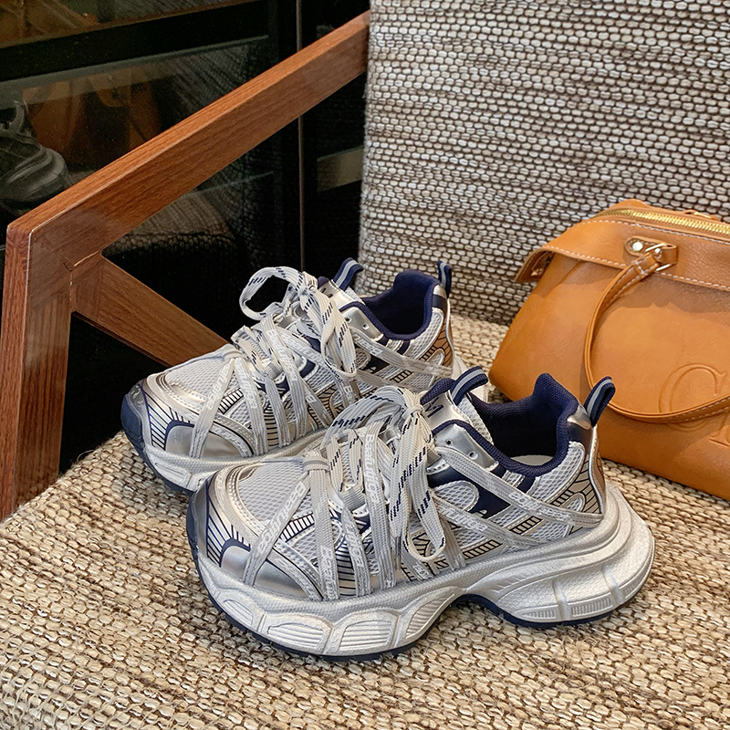 炸街绑带休闲鞋女2025秋季新款百搭透气时尚厚底显脚小女鞋老爹鞋