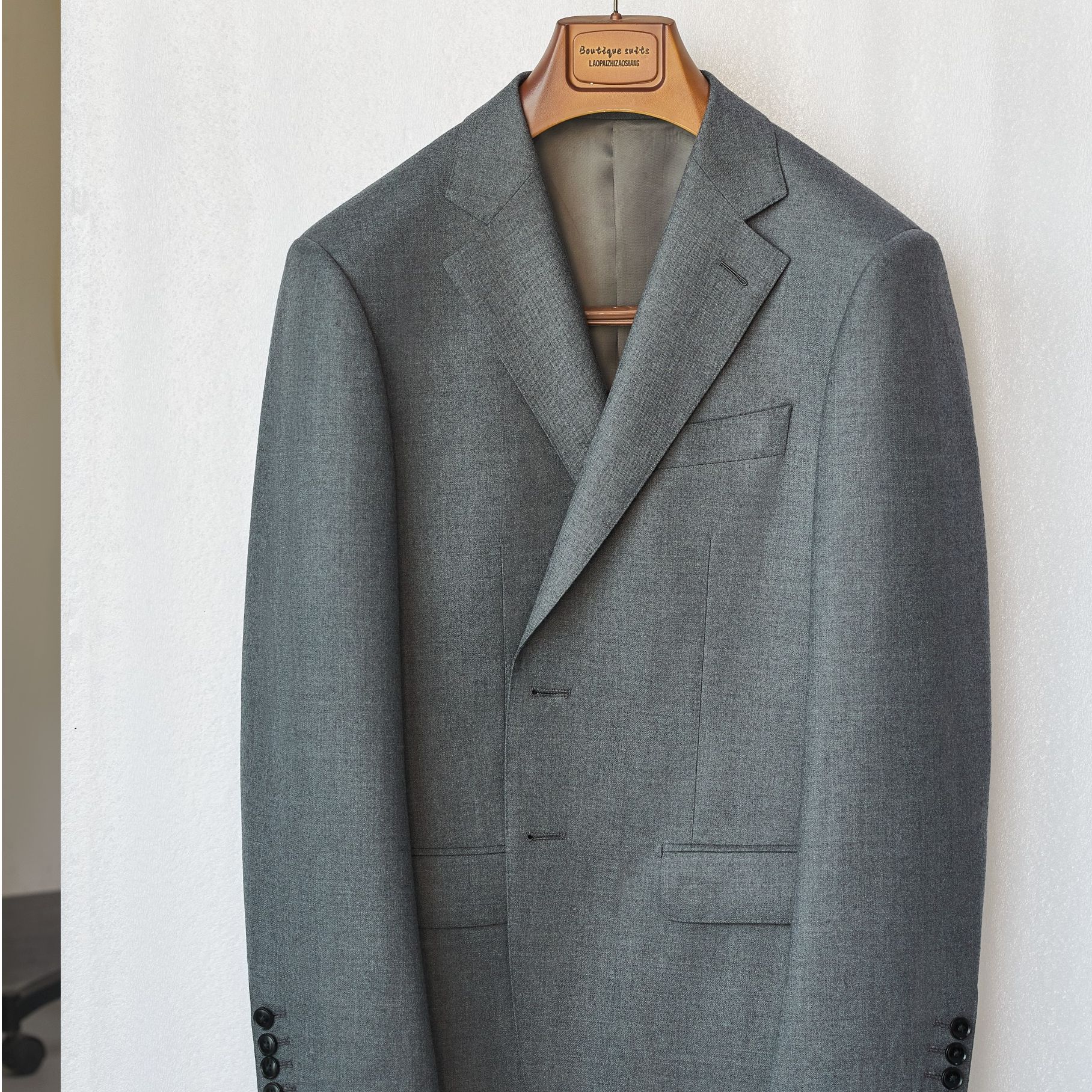 手工半麻衬全羊毛西服套装商务、面试、结婚西装正装高级感秋冬灰色