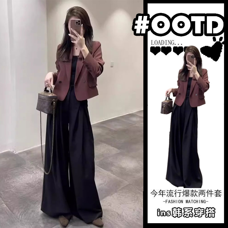 春装穿搭盐系炸街时尚高级感小洋装又a又飒气质小个子西装套装裤