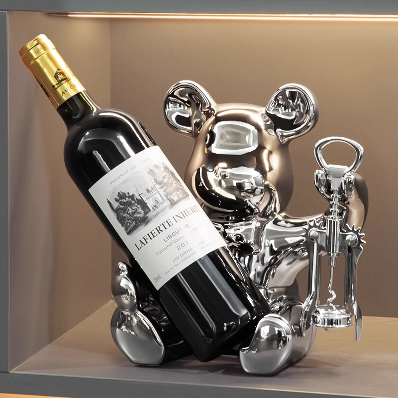 网红暴力熊红酒架摆件创意装饰品家用客厅电视柜玻璃柜摆件饰品