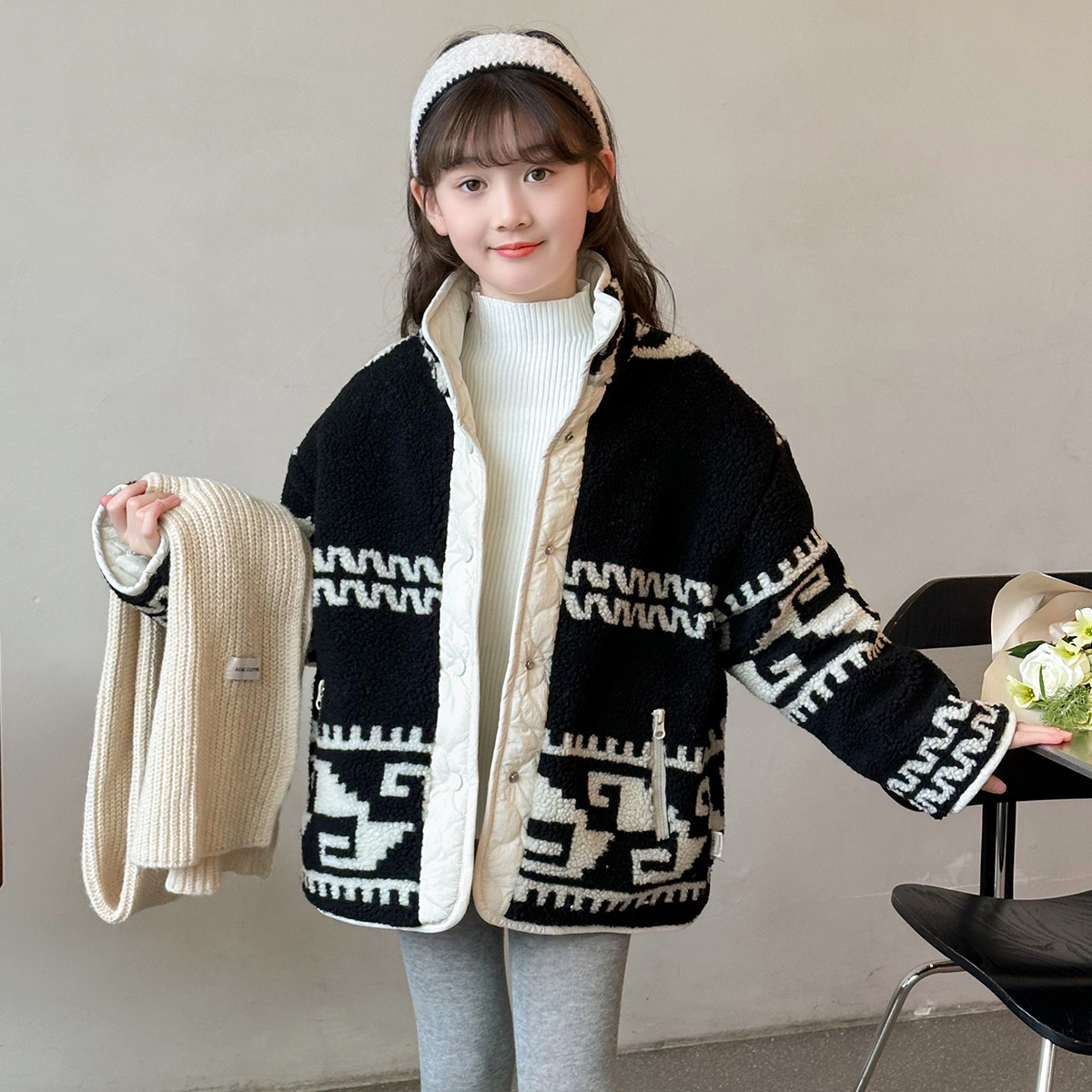 巴拉巴拉男孩女孩2025秋冬季新款双面穿童装中大童女童加厚棉服柔