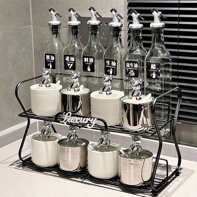 高档创意轻奢风陶瓷调料罐瓶厨房油壶调料瓶家用调味罐防尘调料盒