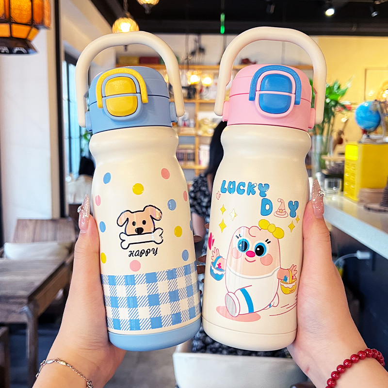 可爱少女心夏季吸管保温杯女生大容量上班上学专用手提水杯子学生