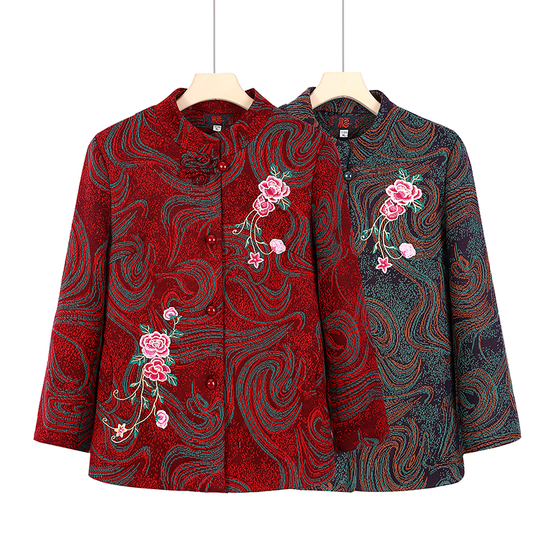 老年人外套绣花奶奶装春秋外套老人唐装高档老太太衣服妈妈上衣秋
