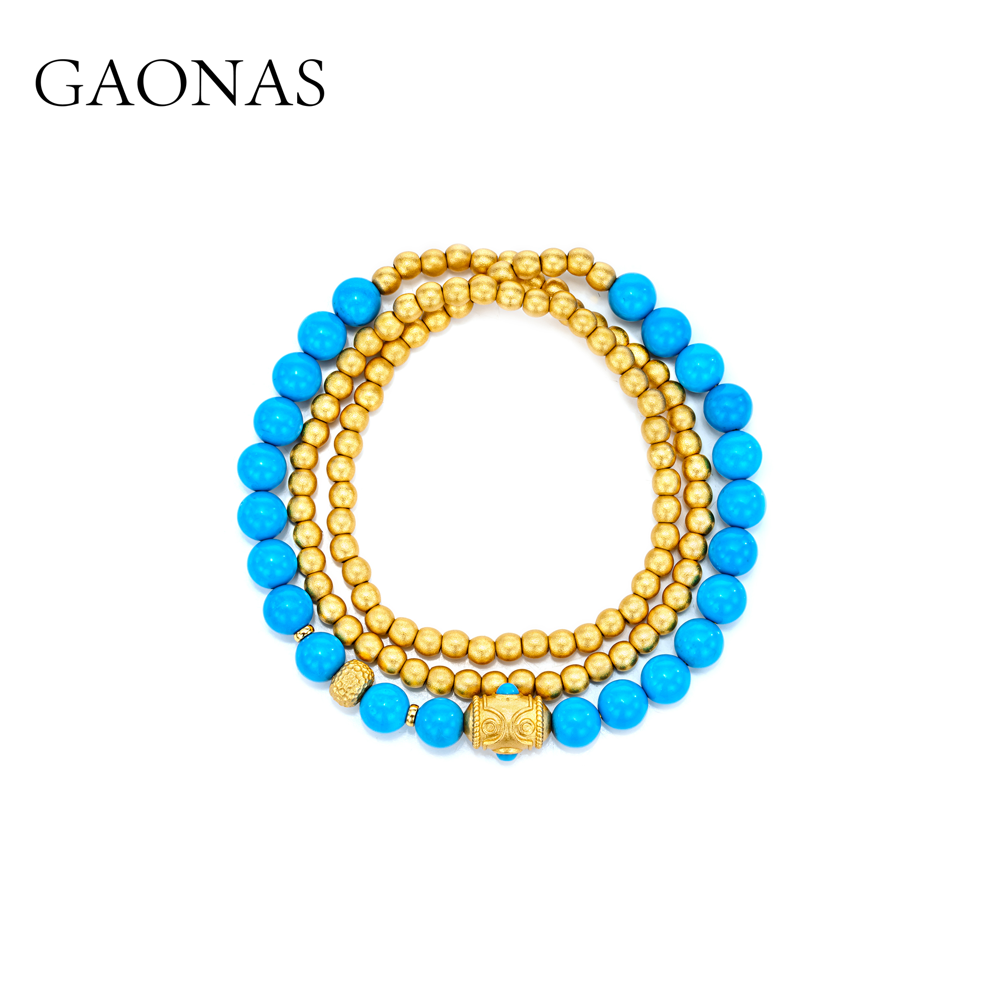 GAONAS 镀K金合成锆石手链 碧金缠云 中式贵气蓝手链11633SB