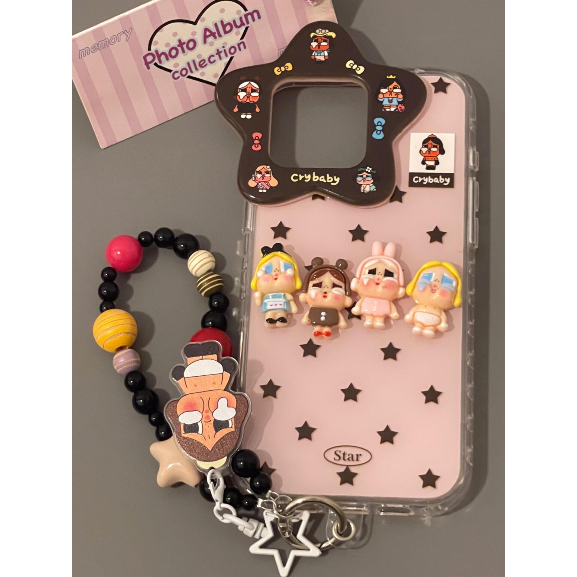 可爱立体小哭娃带挂件链条适用苹果16promax手机壳iPhone15防摔14