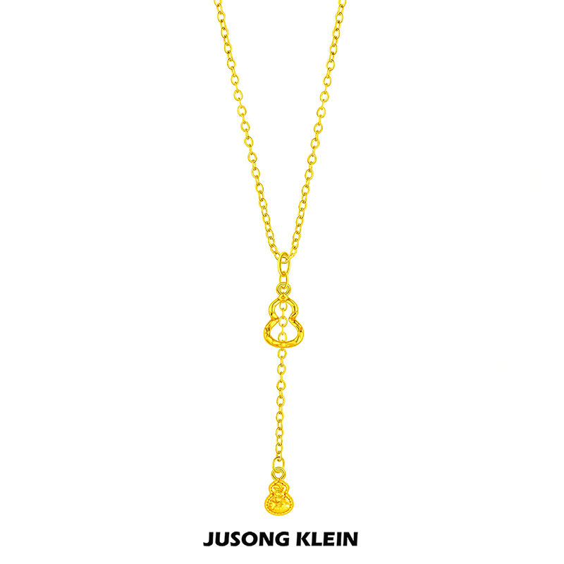 Jusong klein 钛钢项链 新款爆闪碎冰冰葫芦项链女金色吊坠锁骨链