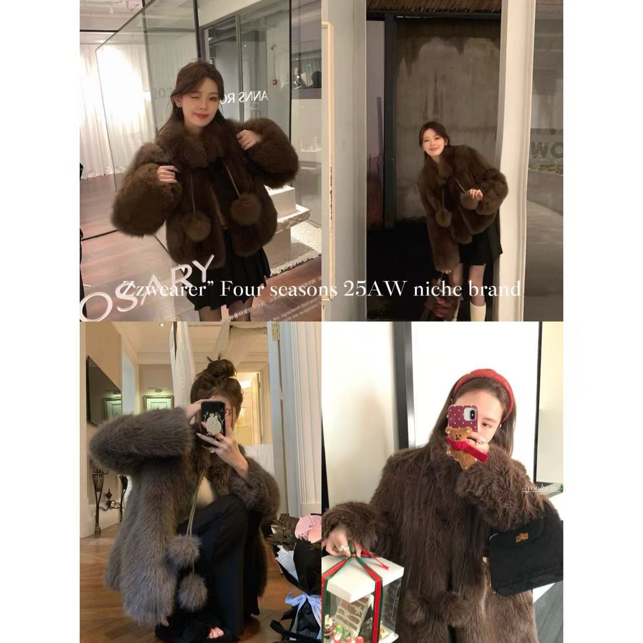 Zzwearer”25/AW“雪绒小奶球”升级短款环保毛毛外套可爱女甜美