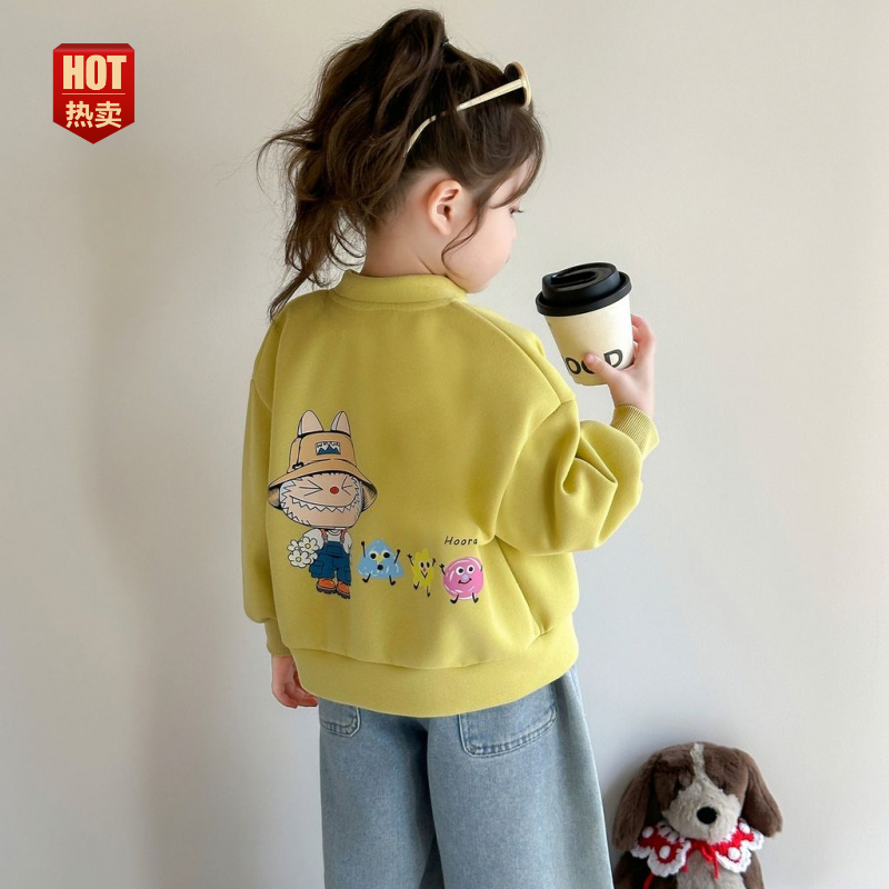 女童外套秋装新款儿童时髦开衫夹克洋气小女孩男童皮毛机车夹克