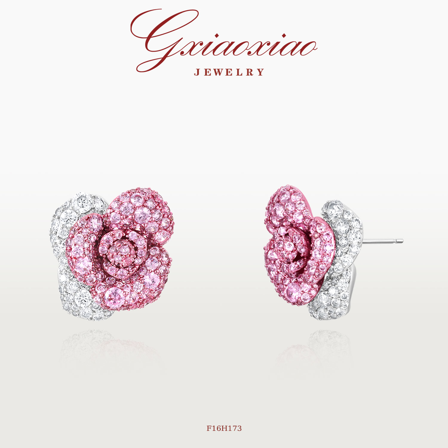 G XIAOXIAO 【黑魔术红玫瑰】气质高级感花朵耳环 F16H173新年礼物