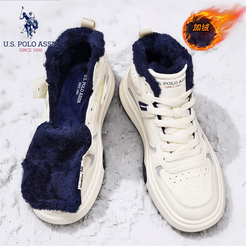U.S.POLO ASSN.男鞋2026冬季新款大棉加绒加厚保暖时尚高帮休闲鞋