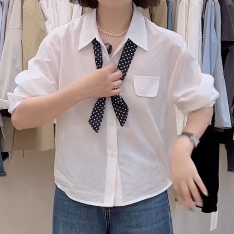 韩系翻盖口袋尖领衬衫2025秋季新款衬衫LK2505815