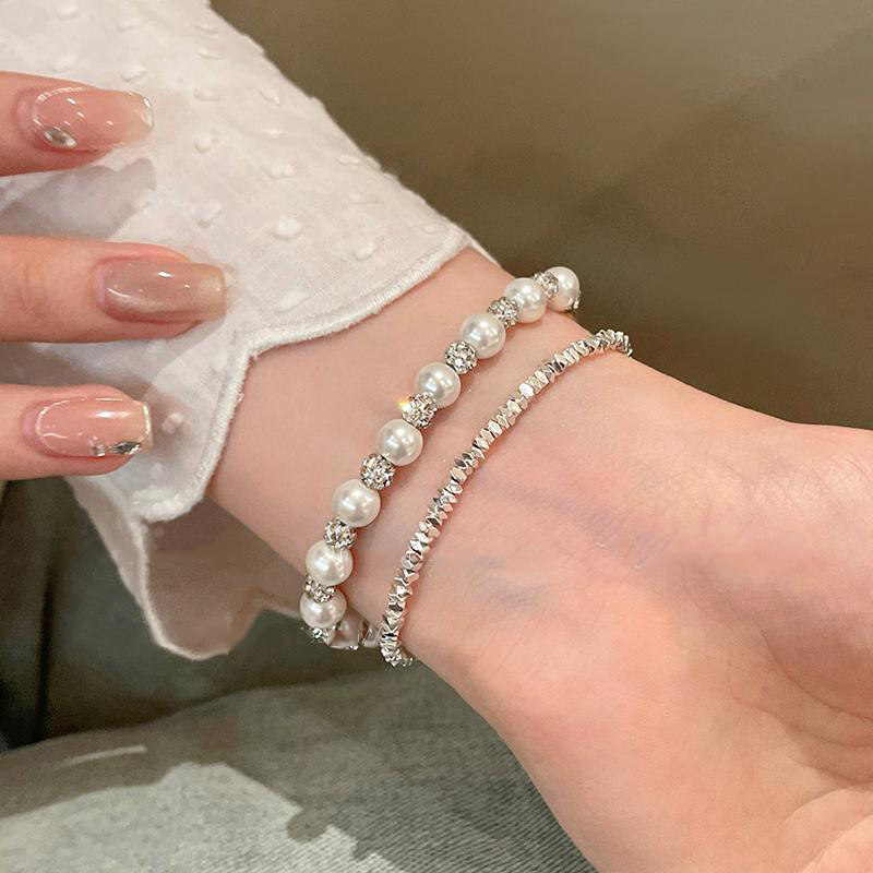 合金手链 碎银子猫猫石珠珠串珠手链女生夏天轻奢高级感清新手饰