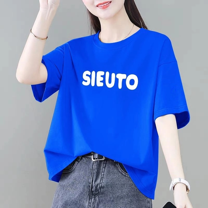 100%纯棉短袖t恤女夏季新款韩版百搭休闲宽松减龄显瘦遮肚上衣女