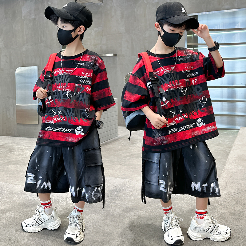 男童夏装套装儿童夏季衣服2025新款中大童6-15岁洋气夏款宽松潮酷