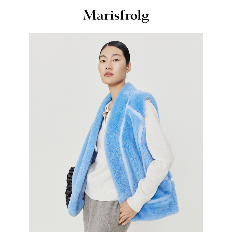 Marisfro玛丝菲尔休闲女士秋冬蓝色保暖时尚气质马夹A1CX45124