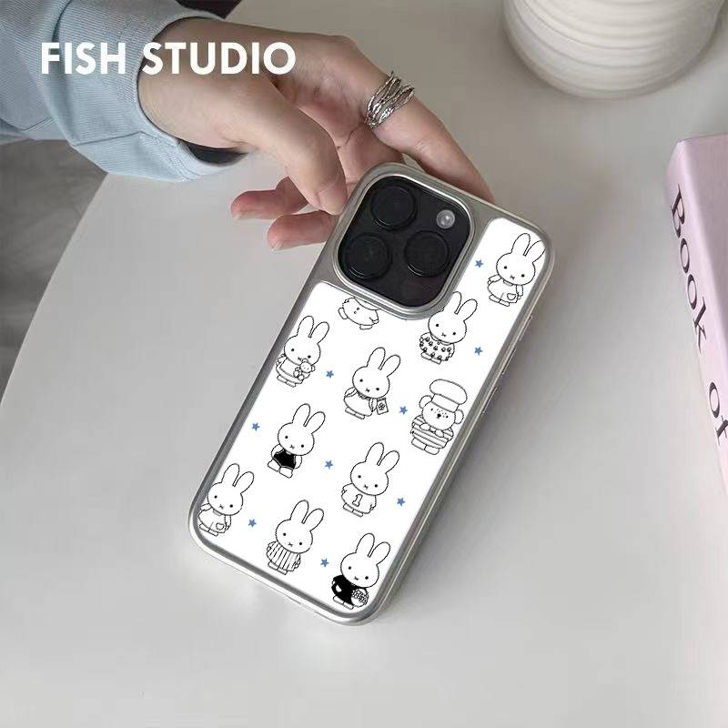 新款韩版线条米菲玻璃手机壳适用苹果16小米15opporeno14/13荣耀2