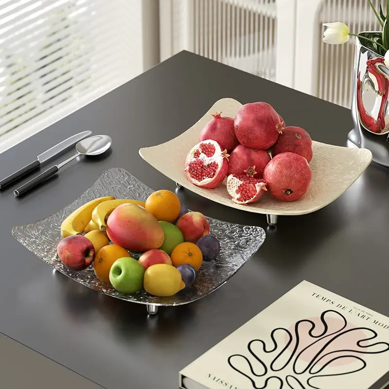 轻奢水波纹果盘家用创意加厚大容量客厅大号果盘托盘零食盘干果盘