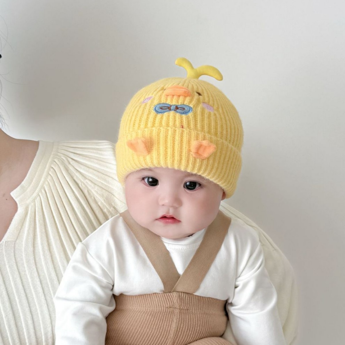 婴儿帽子秋保暖针织帽可爱小月龄男女宝宝防风帽婴幼儿毛线帽