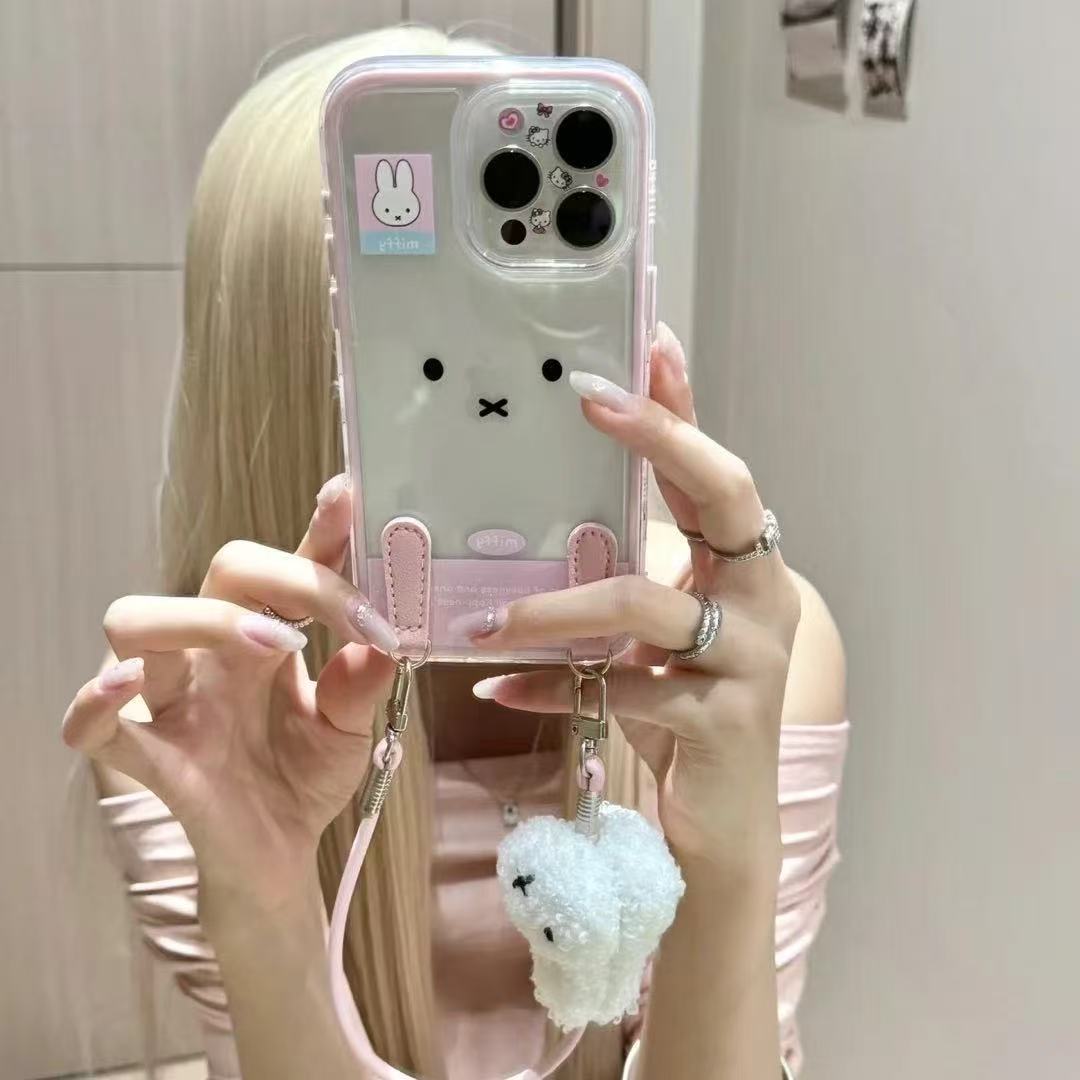 可爱米菲兔挂绳适用苹果17Promax新款16手机壳15卡通14女13保护套