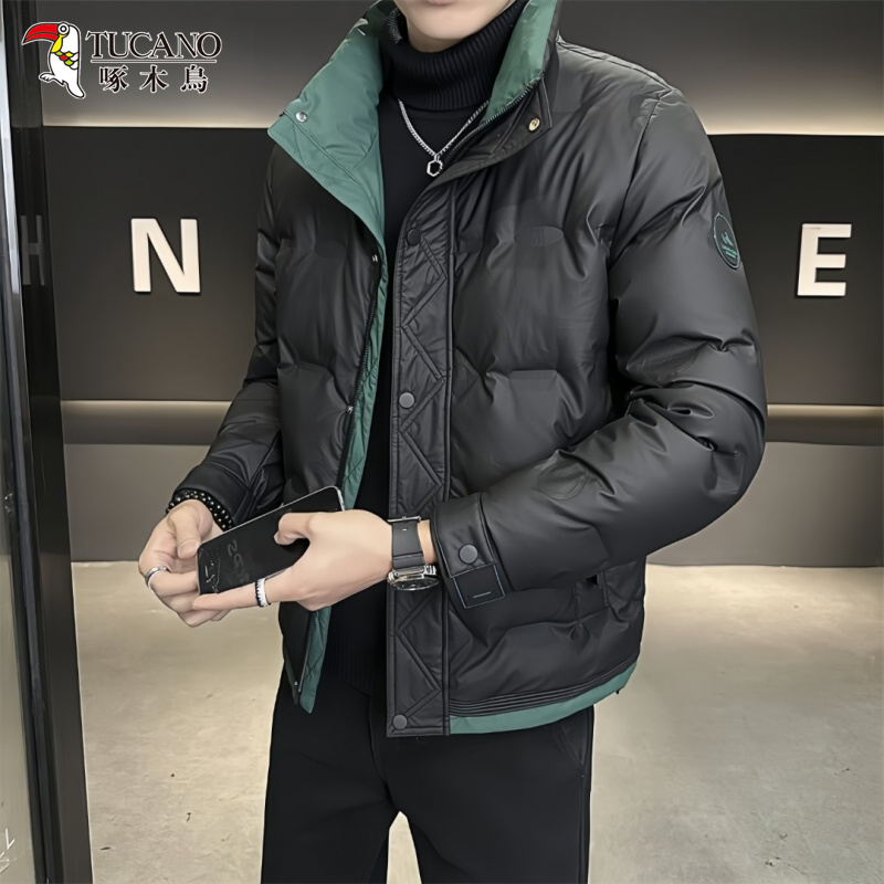 啄木鸟冬季时尚休闲加厚保暖棉服新款韩版青年短款立领款棉衣外套