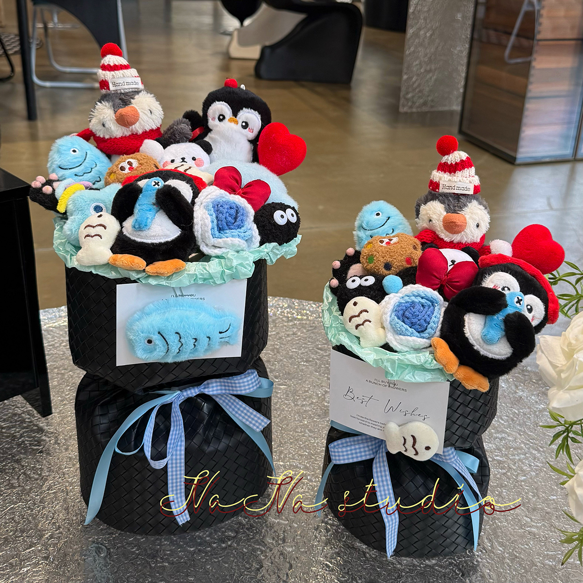 原创花生企鹅卡通玩偶花束摸鱼牛马可爱生日礼物闺蜜送女生男朋友